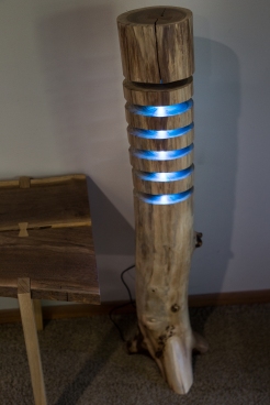 Black Walnut Log Stand Lamp