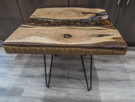 Live - Edge Lake Superior Rock and Agate Resin Table - Cotton Wood