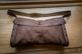 Aspen Sided Leather Bag with Pine Tree Wood Burn